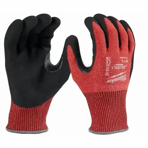 MILWAUKEE 48-22-8947 Work Gloves, L 9, ANSI Cut Level A4, Palm, Dipped, Nitrile, Nylon 13 ga, Sandy | CT3NRV 787UM1