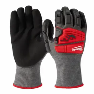 MILWAUKEE 48-22-8980 Work Gloves, S 7, ANSI Cut Level A5, ANSI Impact Level 2, Palm, Dipped, Nitrile, Gray | CT3KHY 787UJ2