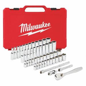 MILWAUKEE 48-22-9004 Socket Wrench Set, 1/4 Inch Drive Size, 50 Pieces | CT3PCK 55KM63
