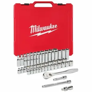 MILWAUKEE 48-22-9008 Drive 56Pc Ratchet And Socket Set - Sae And | CT3PBV 181PE4