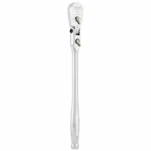 MILWAUKEE 48-22-9009 Flex Head Ratchet, Pear, Reversing, 8 3/4 Inch Overall Length, Chrome, 4 Deg Min Arc Swing | CT3NEV 801CF2