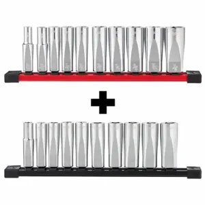 MILWAUKEE 48-22-9405,48-22-9505 Socket Sets, 3/8 Inch Drive Size, 20 Pieces | CT3PCY 382YR0