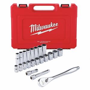 MILWAUKEE 48-22-9410 Socket Wrench Set, 1/2 Inch Drive Size, 22 Pieces, 1/2 Inch To 1 1/8 Inch Socket Size | CT3PCR 55KM72