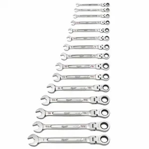 MILWAUKEE 48-22-9413 Combination Wrench Set, Chrome Vanadium Steel, Chrome, 15 1/2 Inch Overall Length | CT3HRN 60RJ81