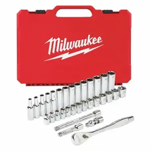 MILWAUKEE 48-22-9508 Drive 32Pc Ratchet And Socket Set - Metric | CT3PBD 181PE3