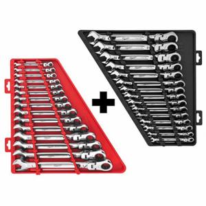 MILWAUKEE 48-22-9513,48-22-9413 Combination Wrench Sets, Chrome Vanadium Steel, Chrome, 30 Tools, Flex, Tray | CT3HRL 382YR4