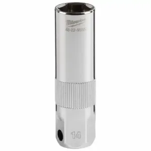 MILWAUKEE 48-22-9555 Spark Plug Socket, 3/8 Inch Drive Size, 14 mm Socket Size, 6-Point | CT3PGT 801CG2