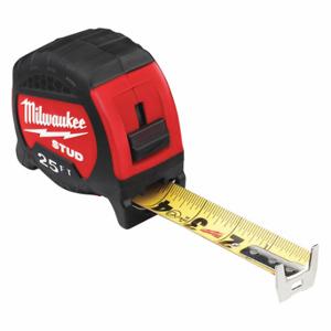 MILWAUKEE 48-22-9725 Tape Measure, 25 ft Blade Length, 1 5/16 Inch Blade Width, in/ft, Closed, ABS Plastic | CT3PPY 55ED66