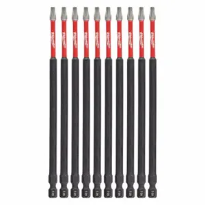 MILWAUKEE 48-32-4245 T20 Driver Bits, T20 Fastening Tool Tip Size, 6 Inch Overall Bit Length, Hex Shank, 10 PK | CV2PFG 60HU19