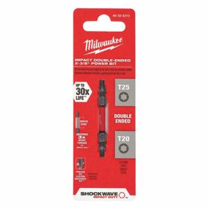 MILWAUKEE 48-32-4313 Power Bit, T20/T25 Fastening Tool Tip Size, 2 3/8 Inch Bit Length, 1/4 Inch Hex Shank Size | CV2PEP 52WR90