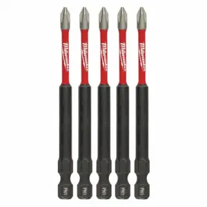 MILWAUKEE 48-32-4565 PH1 Driver Bits, PH 1 Fastening Tool Tip Size, 3 1/2 Inch Overall Bit Length, Hex Shank | CV2PEY 60HU25