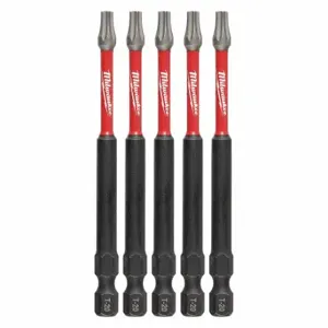 MILWAUKEE 48-32-4578 T20 Driver Bits, T20 Fastening Tool Tip Size, 3 1/2 Inch Overall Bit Length, Hex Shank | CV2PFF 60HU30