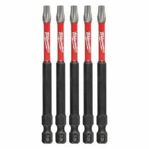 MILWAUKEE 48-32-4579 T25 Driver Bits, T25 Fastening Tool Tip Size, 3 1/2 Inch Overall Bit Length, Hex Shank | CV2PFH 60HU31