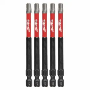 MILWAUKEE 48-32-4580 T30 Driver Bits, T30 Fastening Tool Tip Size, 3 1/2 Inch Overall Bit Length, Hex Shank | CV2PFN 60HU32