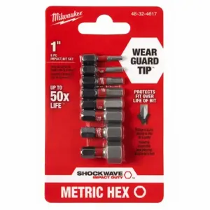 MILWAUKEE 48-32-4617 Insert Bit Set, Insert Bit Set, 1/4 Inch Heightex Shank Size, Steel, 8 PK | CU4WTW 52WT06