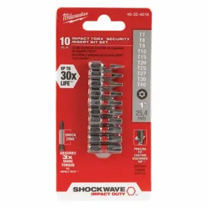 MILWAUKEE 48-32-4618 Insert Bit, T10/T15/T20/T25/T27/T30/T40/T7/T8/T9 Fastening Tool Tip Size, Hex Shank | CV2PEB 415H83