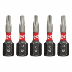 MILWAUKEE 48-32-4627 T10 Driver Bits, T10 Fastening Tool Tip Size, 1 Inch Overall Bit Length | CV2PFB 60HU35