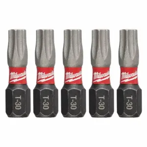 MILWAUKEE 48-32-4637 T30 Driver Bits, T30 Fastening Tool Tip Size, 1 Inch Overall Bit Length | CV2PFL 60HU38