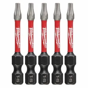 MILWAUKEE 48-32-4683 T15 Driver Bits, T15 Fastening Tool Tip Size, 2 Inch Overall Bit Length | CV2PFC 60HU44