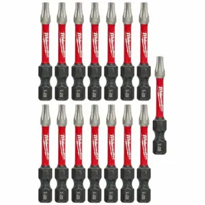 MILWAUKEE 48-32-5012 Power Bit, T20 Fastening Tool Tip Size, 2 Inch Bit Length, 1/4 Inch Hex Shank Size, 15 PK | CV2PEN 52WT02