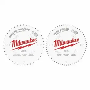 MILWAUKEE 48-40-1036 Circular Saw Blade, 10 Inch Blade Dia, 0.094 Inch Cut Width, 5/8 Inch Arbor Size, 2 Pack | CT3HHD 490R87