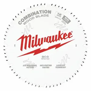 MILWAUKEE 48-40-1222 Circular Saw Blade, 12 Inch Blade Dia, 60 Teeth, 0.118 Inch Cut Width, 1 Inch Arbor Size | CT3HJT 490R91