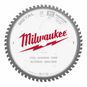 MILWAUKEE 48-40-4265 Circular Saw Blade, 12 Inch Blade Dia, 60 Teeth, 0.087 Inch Cut Width, 1 Inch Arbor Size | CT3HJU 56LA55