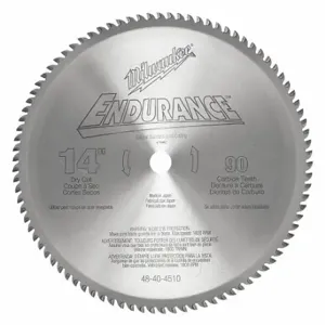 MILWAUKEE 48-40-4510 Circular Saw Blade, 14 Inch Blade Dia, 90 Teeth, 0.087 Inch Cut Width, 1 Inch Arbor Size | CT3HHT 706W88