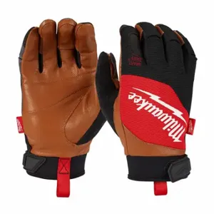 MILWAUKEE 48-73-0023 Work Gloves, XL, Mechanics Glove, Full Finger, Goatsk Inch, Hook-and-Loop Cuff, Polyester | CT3LDY 787UH5