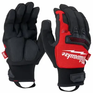 MILWAUKEE 48-73-0040 Demolition Winter Gloves, S, Pr, S, Hook-And-Loop Cuff, Black/Red, Black/Red, 1 Pr | CT4BYE 327WM9