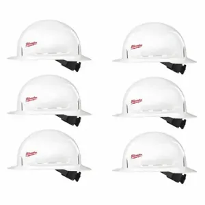 MILWAUKEE 48-73-1031X6 Hard Hat, Front Brim Head Protection, ANSI Classification Type 1, Class C, White | CT3KQE 349FA0