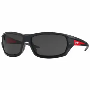 MILWAUKEE 48-73-2026 Safety Glasses, Wraparound Frame, Full-Frame, Gray Mirror, Black, Red, M Eyewear Size | CT3NMC 55FE98