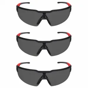 MILWAUKEE 48-73-2051 Safety Glasses, Wraparound Frame, Half-Frame, Gray Mirror, Black/Red, Red, M Eyewear Size | CT3NME 55KE03