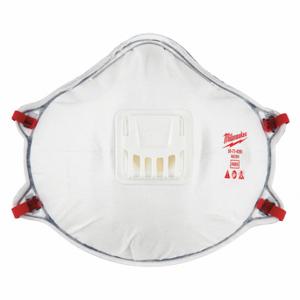 MILWAUKEE 48-73-4001 Disposable Respirator, Dual, Adj, Molded Nose Bridge, White, M Mask Size, Milwaukee, N95 | CT3MRM 327WU8
