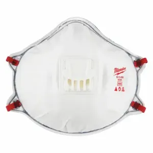 MILWAUKEE 48-73-4001 Disposable Respirator, Dual, Adj, Molded Nose Bridge, White, M Mask Size, Milwaukee, N95 | CT3MRM 327WU8