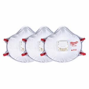 MILWAUKEE 48-73-4002 Disposable Respirator, Dual, Adj, Molded Nose Bridge, White, M Mask Size, 3 PK | CT3MRJ 327WU9