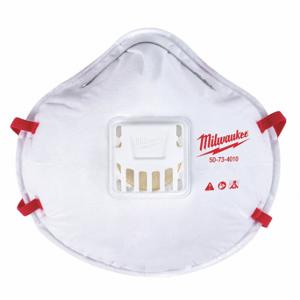 MILWAUKEE 48-73-4011 Disposable Respirator, Dual, Adj, Molded Nose Bridge, White, M Mask Size, Milwaukee, N95 | CT3MRL 327WX1