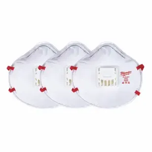 MILWAUKEE 48-73-4012 Disposable Respirator, Dual, Adj, Molded Nose Bridge, White, M Mask Size, 3 PK | CT3MRK 327WX2