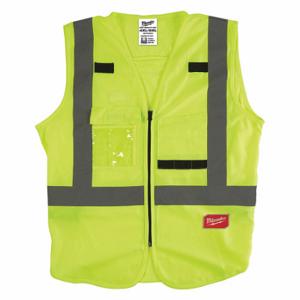 MILWAUKEE 48-73-5024 High Visibility Vest, ANSI Class 2, U, 4XL/5XL, Lime, Solid Polyester, Zipper, Single | CT3KVP 60AG96