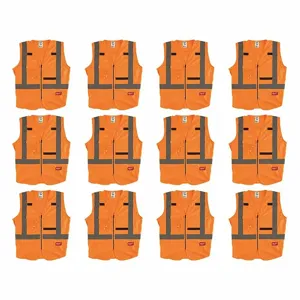 MILWAUKEE 48-73-5031X12 High Visibility Vest, ANSI Class 2, U, S/M, Orange, Solid Polyester, Zipper, ANSI Class 2 | CT3KWG 349EX9