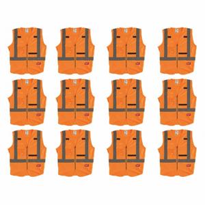 MILWAUKEE 48-73-5032X12 High Visibility Vest, ANSI Class 2, U, L/XL, Orange, Solid Polyester, Zipper, ANSI Class 2 | CT3KXQ 349EY1