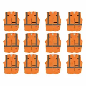 MILWAUKEE 48-73-5032X12 High Visibility Vest, ANSI Class 2, U, L/XL, Orange, Solid Polyester, Zipper, ANSI Class 2 | CT3KXQ 349EY1