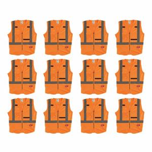 MILWAUKEE 48-73-5033X12 High Visibility Vest, ANSI Class 2, U, 2XL/3XL, Orange, Solid Polyester, Zipper, Mens | CT3KVK 349EY3