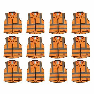 MILWAUKEE 48-73-5051X12 High Visibility Vest, ANSI Class 2, U, S/M, Orange, Solid Polyester, Zipper, ANSI Class 2 | CT3KWF 349EZ1