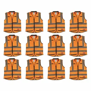 MILWAUKEE 48-73-5051X12 High Visibility Vest, ANSI Class 2, U, S/M, Orange, Solid Polyester, Zipper, ANSI Class 2 | CT3KWF 349EZ1