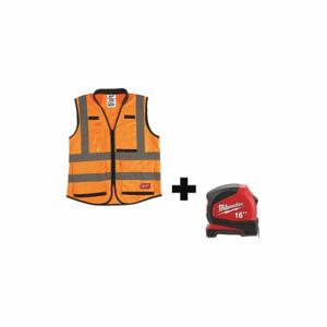 MILWAUKEE 48-73-5052, 48-22-6616 Warnweste, ANSI-Klasse 2, U, L/XL, Orange, festes Polyester, Reißverschluss | CT3KVW 349EV9