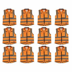 MILWAUKEE 48-73-5053X12 High Visibility Vest, ANSI Class 2, U, 2XL/3XL, Orange, Solid Polyester, Zipper, Mens | CT3KVJ 349EZ5