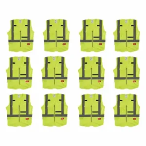 MILWAUKEE 48-73-5062X12 High Visibility Vest, ANSI Class 2, X, L/XL, Lime, Solid Polyester, Zipper | CT3KWU 349EX6