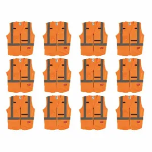 MILWAUKEE 48-73-5072X12 High Visibility Vest, ANSI Class 2, X, L/XL, Orange, Solid Polyester, Zipper | CT3KWX 349EY2