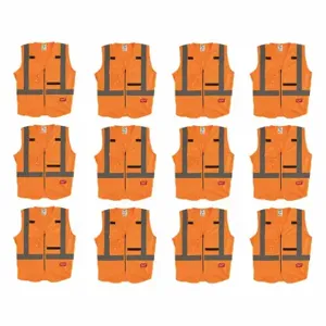 MILWAUKEE 48-73-5073X12 High Visibility Vest, ANSI Class 2, X, 2XL/3XL, Orange, Solid Polyester, Zipper | CT3KWN 349EY4